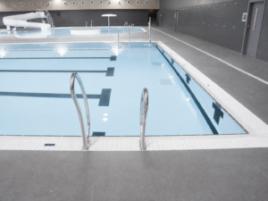 Piscina interior de competición Myrtha Pools, lista para su uso.