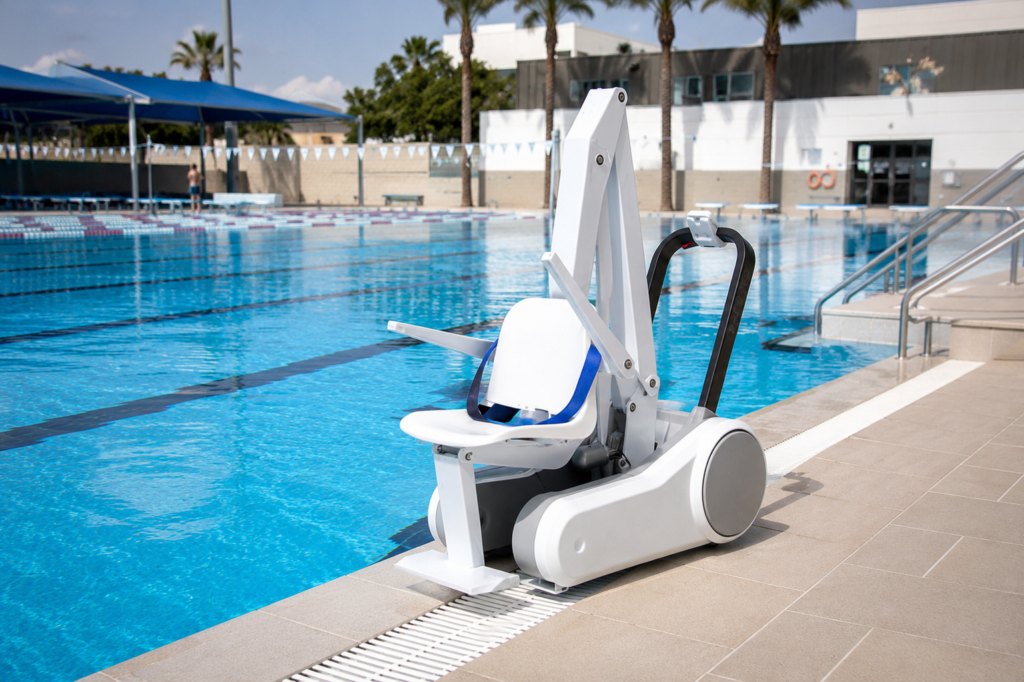 Elevadores de piscina 3 Grúa de piscina accesible para piscinas de competición y recreativas.