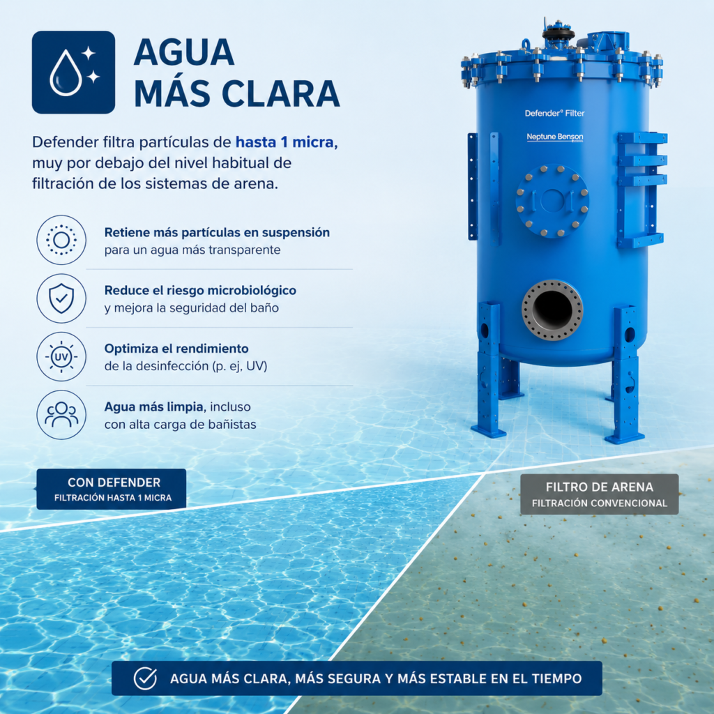 Recirculación y filtración del agua 3 Filtro de arena azul Defender hasta 1 micra para piscinas