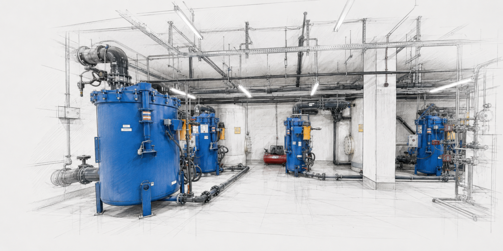 Instalación de tecnología de construcción de piscinas en área industrial